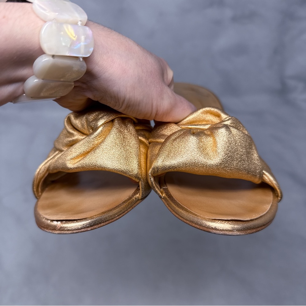 Giuseppe Zanotti Vintage Y2K Taz 70 Rose Gold Leather Knot Mule Sandal Heels 40 - Picture 6 of 16